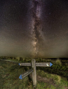 The galactic core region of the Milky Way over the Dark Sky Discovery Trail at Larkbarrow, Exmoor National Park